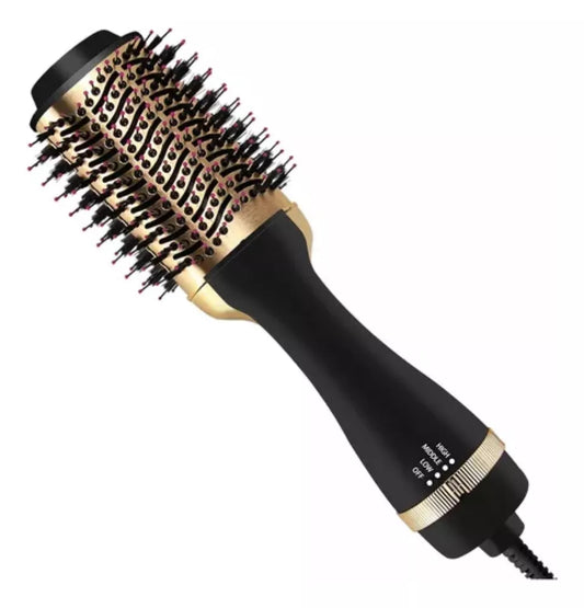 Cepillo secador voluminizador 3 en 1 negro con detalles dorados